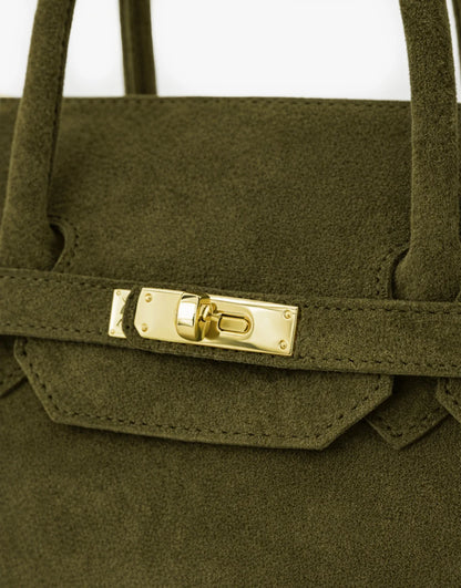 Khaki Suede "Burkon" Bag
