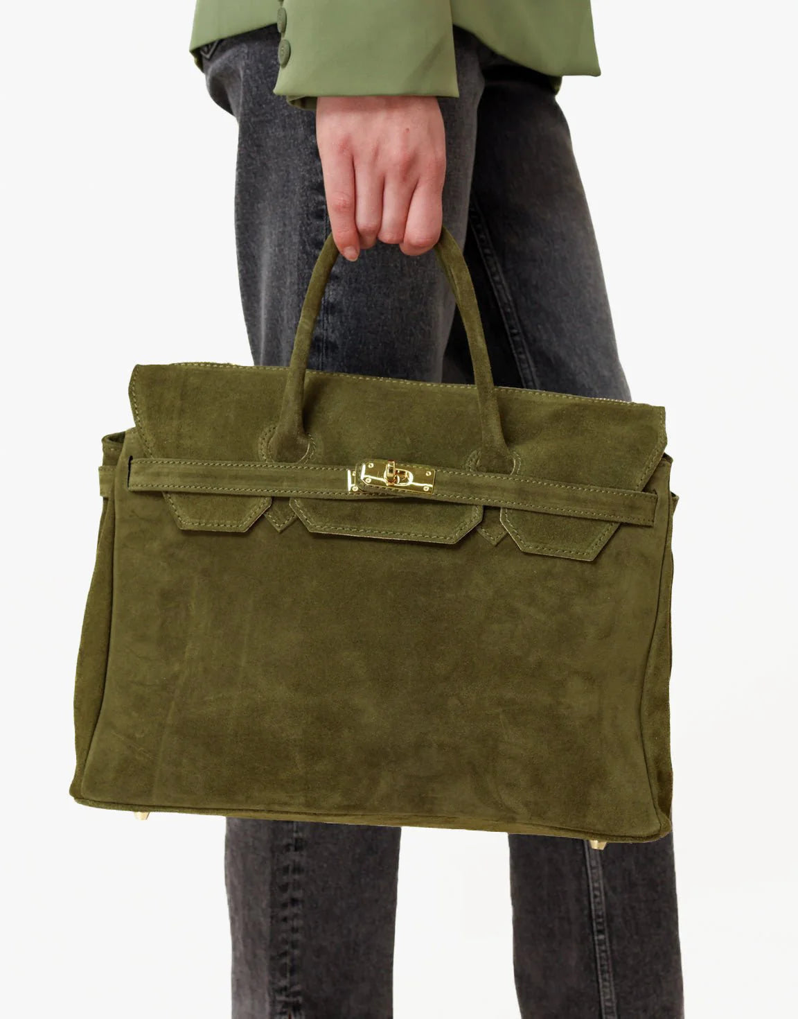 Khaki Suede "Burkon" Bag