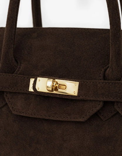 Dark Brown Suede "Burkon" Bag