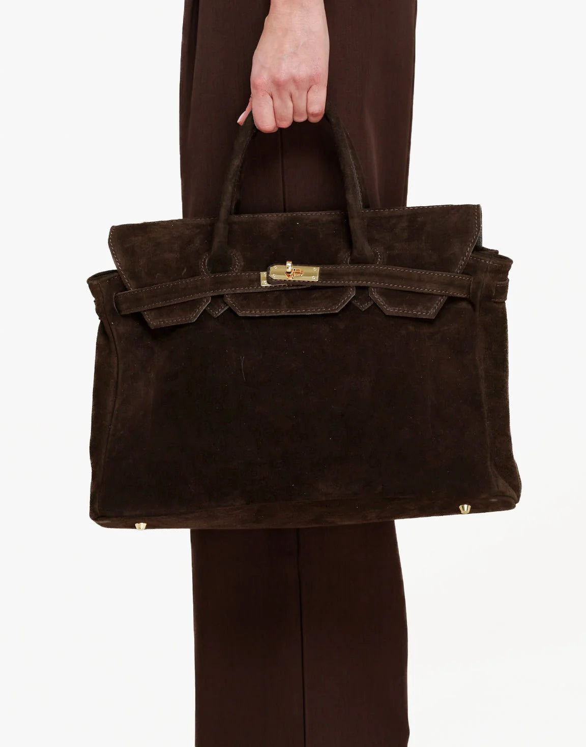 Dark Brown Suede "Burkon" Bag