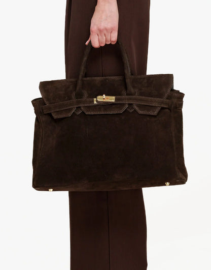Dark Brown Suede "Burkon" Bag