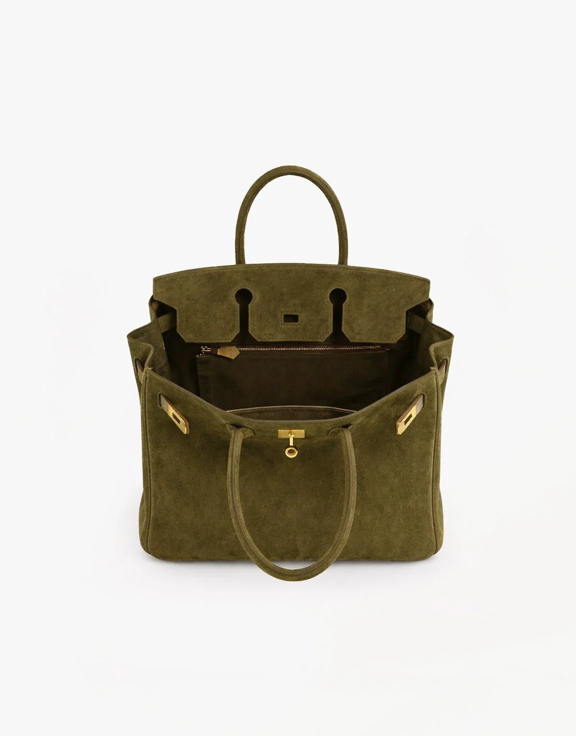 Khaki Suede "Burkon" Bag