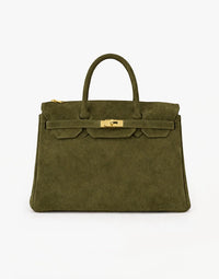 Khaki Suede "Burkon" Bag