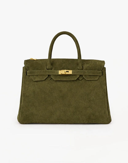 Khaki Suede "Burkon" Bag