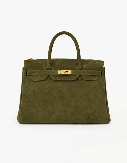 Khaki Suede "Burkon" Bag