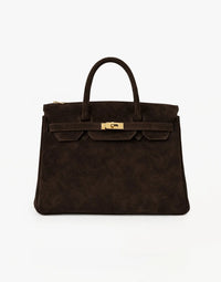 Dark Brown Suede "Burkon" Bag