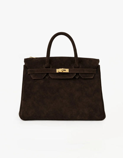 Dark Brown Suede "Burkon" Bag