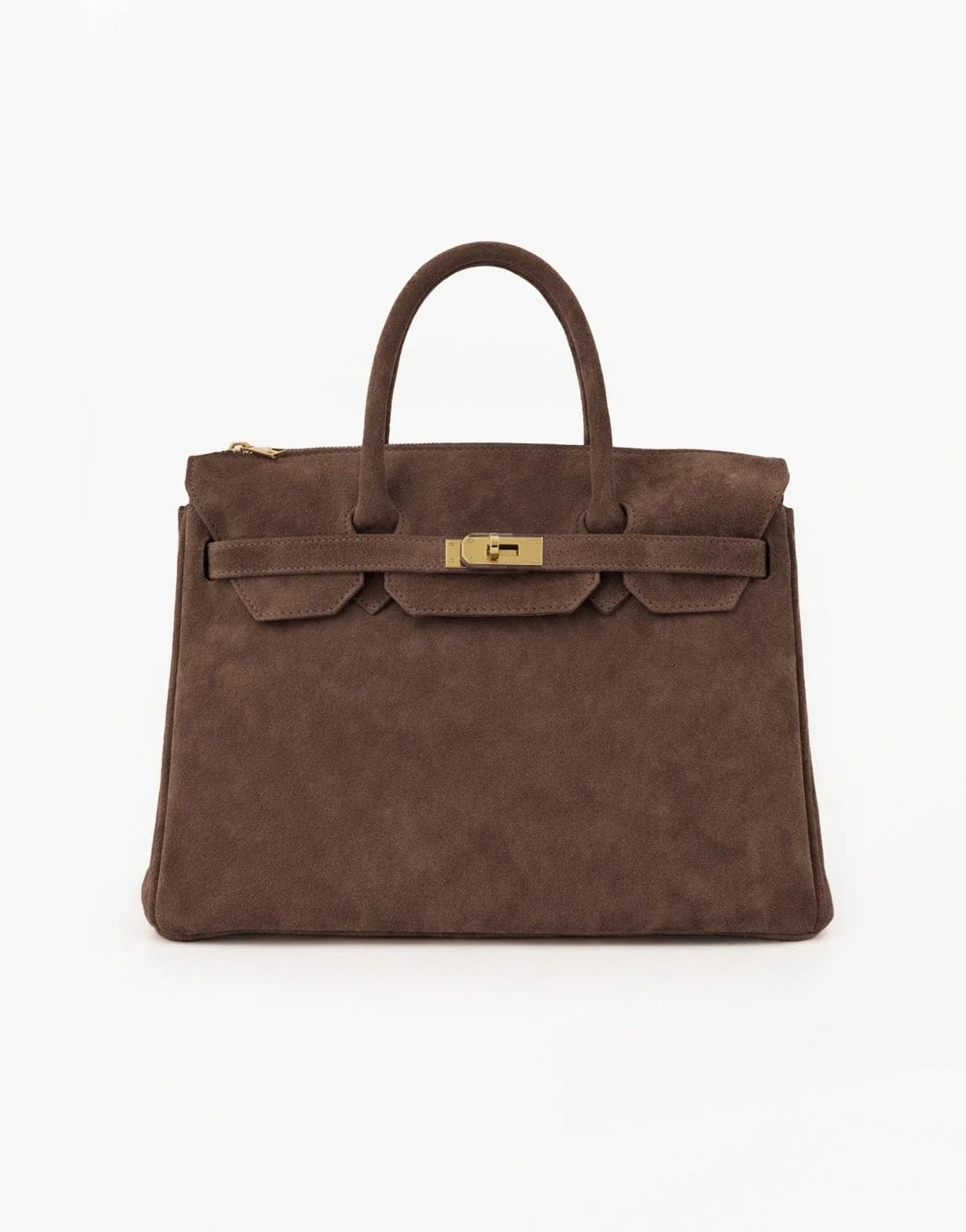 Taupe Suede "Burkon" Bag