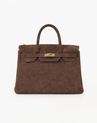 Taupe Suede "Burkon" Bag