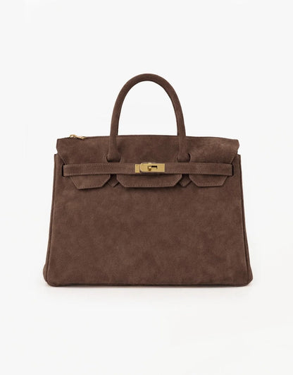 Taupe Suede "Burkon" Bag