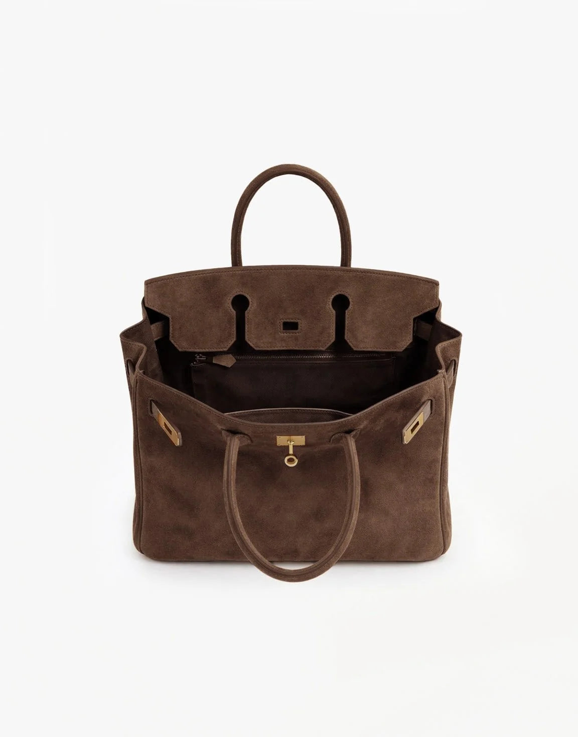 Taupe Suede "Burkon" Bag